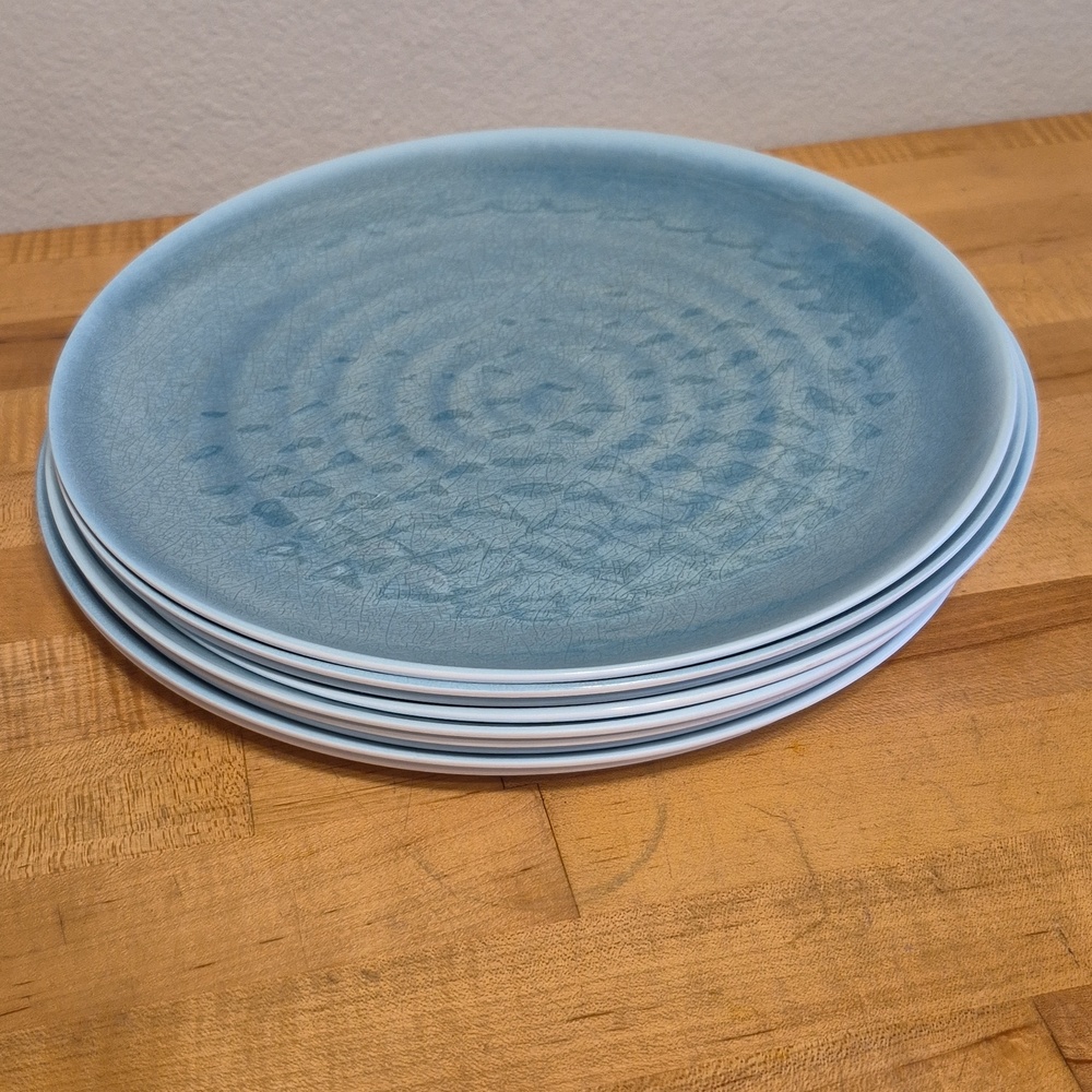 Pier 1 Imports 10.75" Turquoise Plastic Salad Plates Picnic Plates Kid Plates